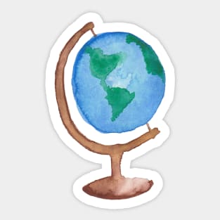 Watercolor World Globe Map Sticker